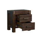 Bedside Table 2 Drawers Night Stand Solid Wood Acacia Storage Unit for Bedroom