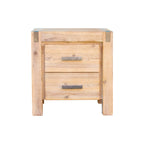 Bedside Table 2 Drawers Night Stand Solid Wood Acacia Storage Unit for Bedroom