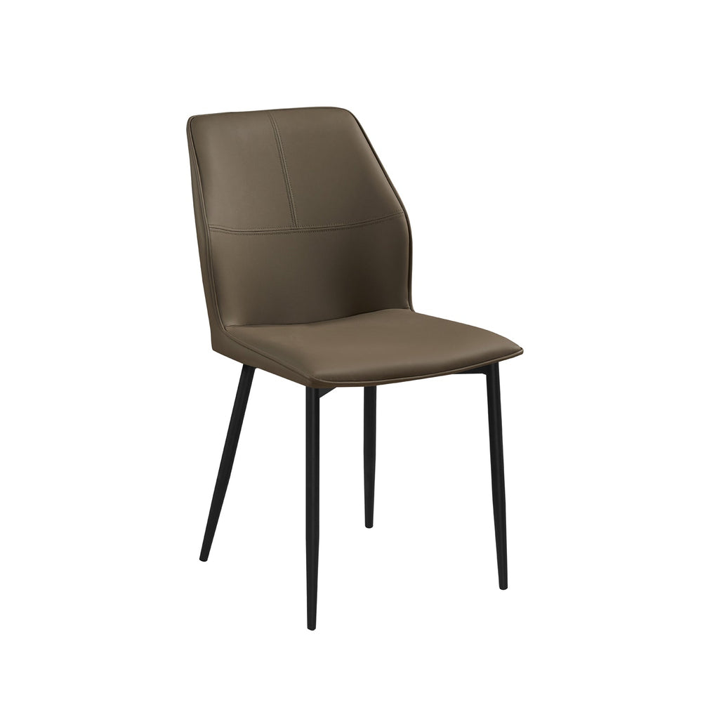 Brown Faux Leather Dining Chairs with Iron Legs