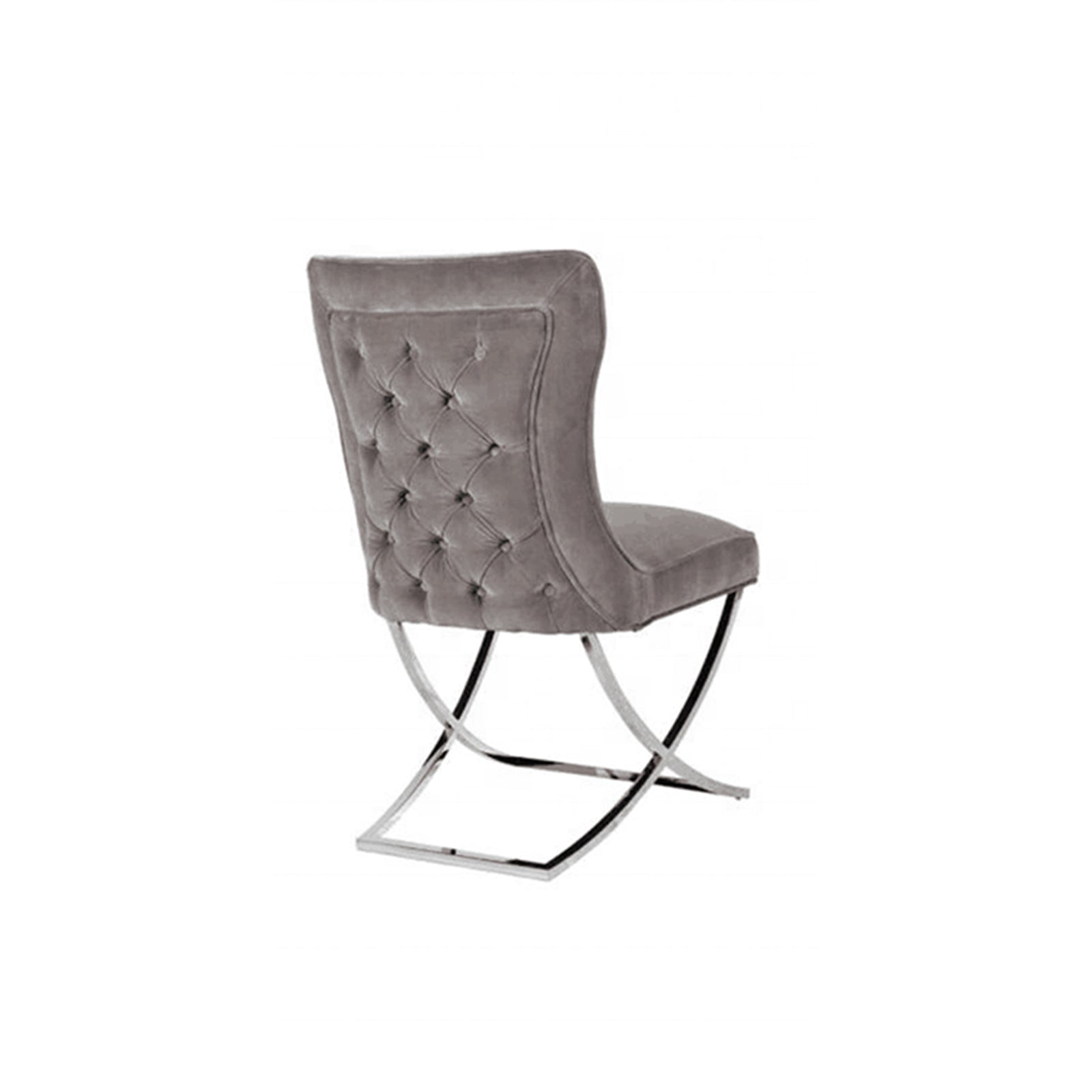 Contemporary Grey Fabric Dining Chairs with Silver Legs