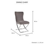 Contemporary Grey Fabric Dining Chairs with Silver Legs