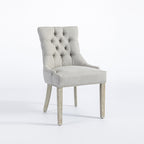 Light Grey Linen Dining Chair with White Wash Legs