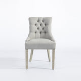 Light Grey Linen Dining Chair with White Wash Legs
