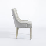 Light Grey Linen Dining Chair with White Wash Legs