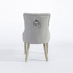 Light Grey Linen Dining Chair with White Wash Legs