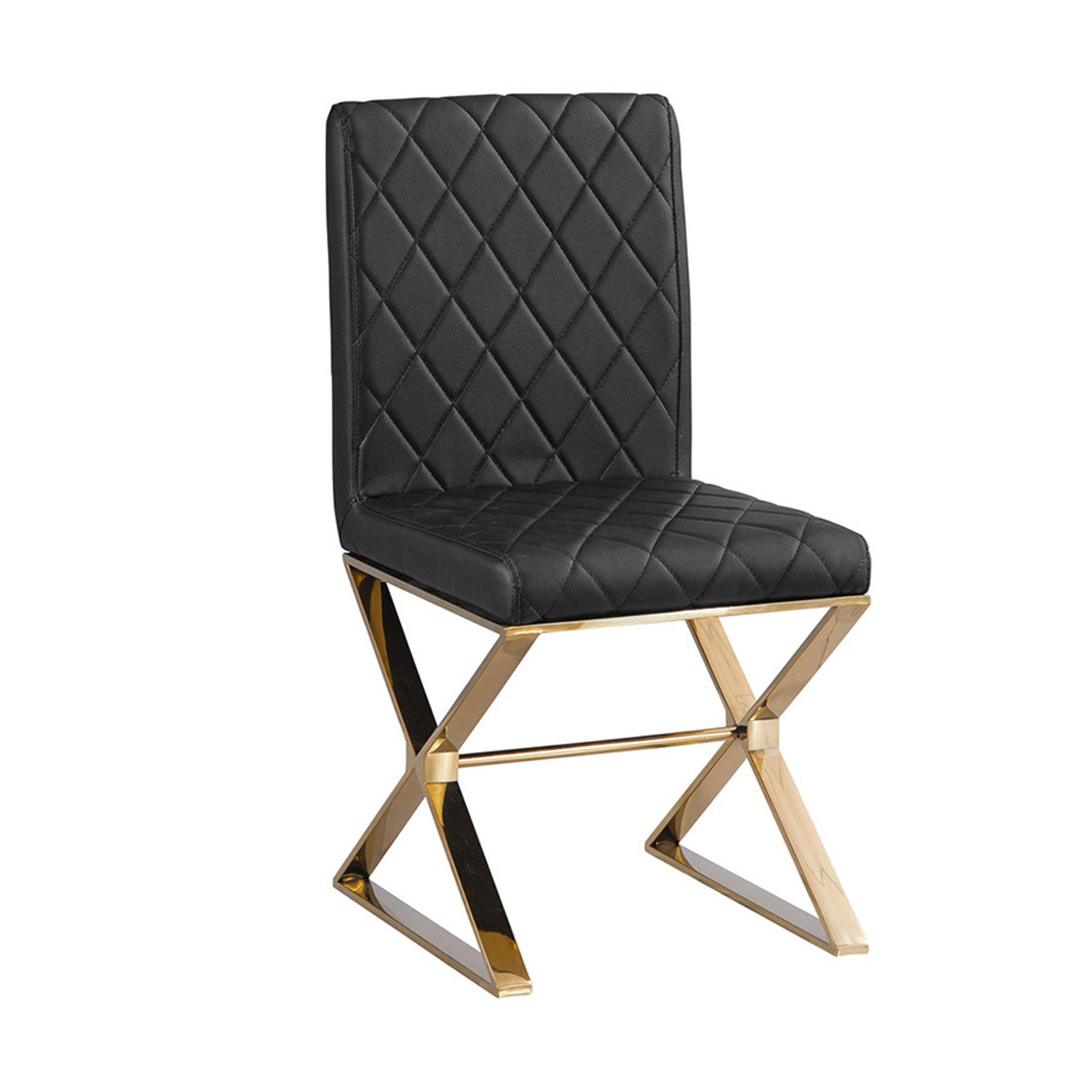 Elegant 2X Dining Chair in Black PU Leather