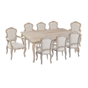 Elegant Oak Wood White Washed Dining Set
