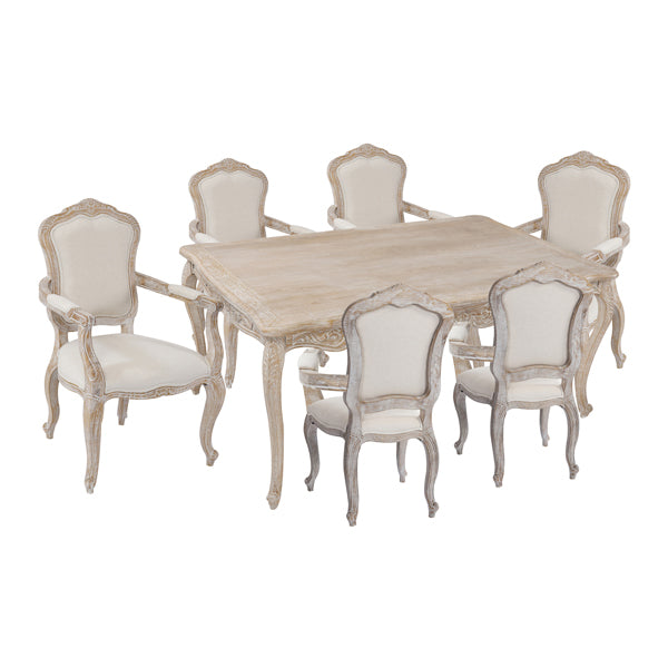 White Washed Oak Wood Dining Armchair Set