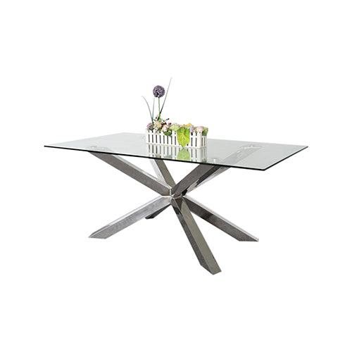 Crisscross High Gloss Stainless Steel Dining Table