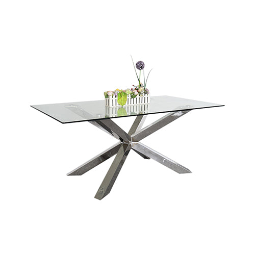 Crisscross High Gloss Stainless Steel Dining Table