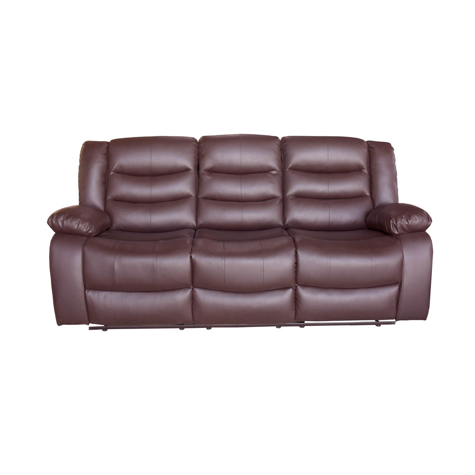 Elegance 3 Seater Recliner Sofa in Brown Faux Leather