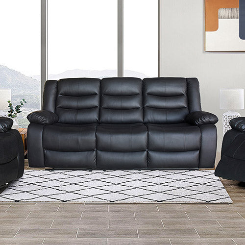 Luxury 3 Seater Recliner Sofa in Black