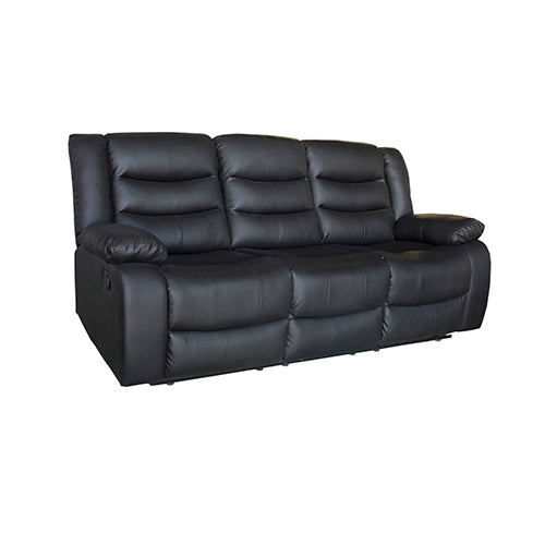 Luxury 3 Seater Recliner Sofa in Black