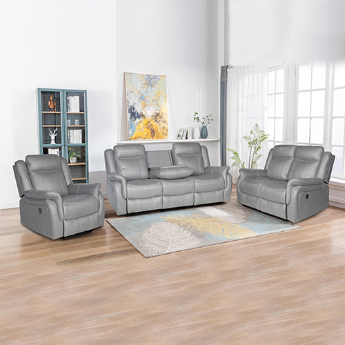 Finest Grey Fabric Recliner Sofa Set