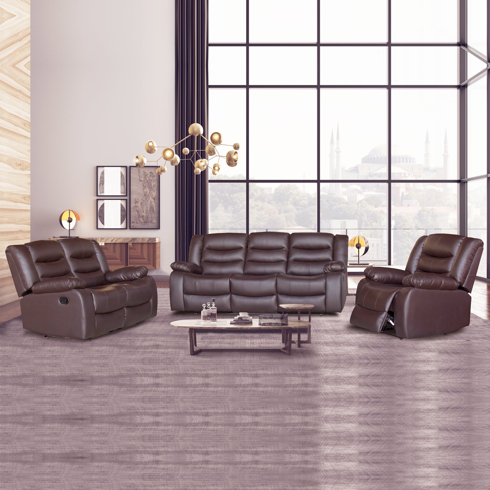 Luxury 3+2+1 Seater Faux Leather Recliner Sofa