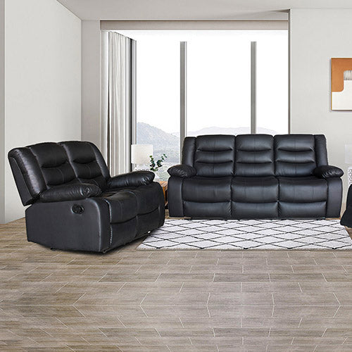 Luxurious Black Faux Leather Recliner Sofa