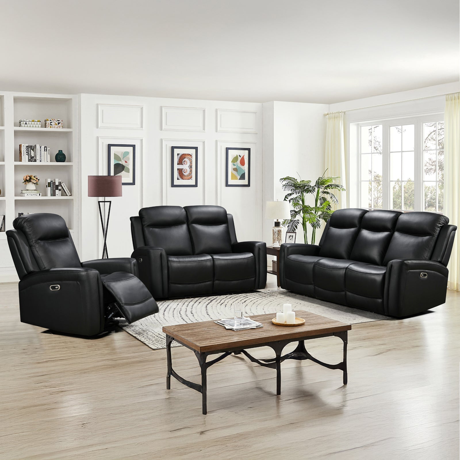 Luxury Electric Leather Recliner Set