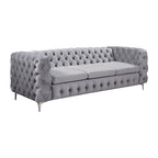 Jacques Classic Button Tufted Sofa in Grey Velvet
