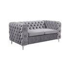Jacques Classic Button Tufted Sofa in Grey Velvet