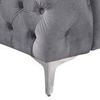 Jacques Classic Button Tufted Sofa in Grey Velvet