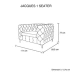 Jacques Classic Button Tufted Sofa in Grey Velvet