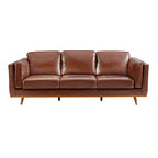 Elegant 3+2 Seater Brown Leather Sofa Set