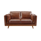 Elegant 3+2 Seater Brown Leather Sofa Set