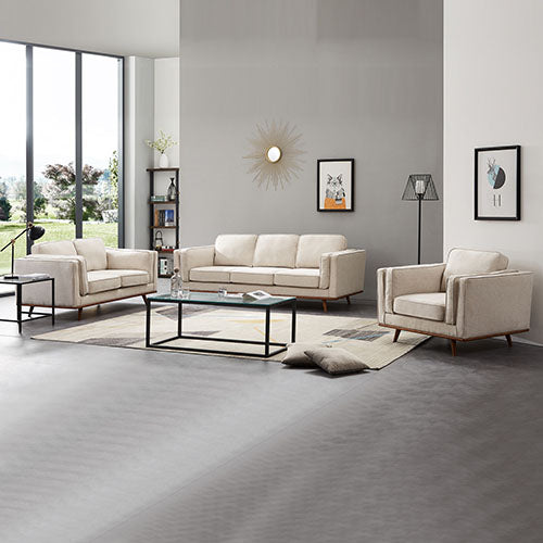 Beige Fabric Lounge Sofa Set - 3+2+1 Seater