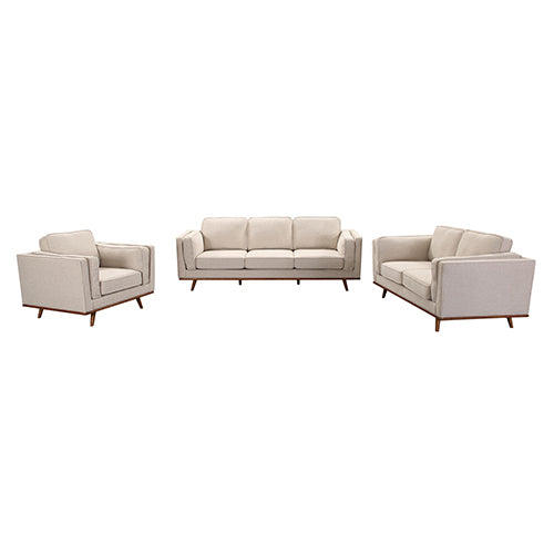 Beige Fabric Lounge Sofa Set - 3+2+1 Seater