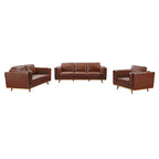 Brown Leather Lounge Sofa Set 3+2+1