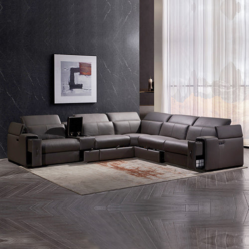 Genuine Leather Electric Recliner Corner Sofa