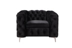 Jacques Black Velvet Single Seater Sofa Armchair with Metal Legs