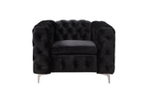 Jacques Black Velvet Single Seater Sofa Armchair with Metal Legs