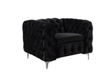 Jacques Black Velvet Single Seater Sofa Armchair with Metal Legs