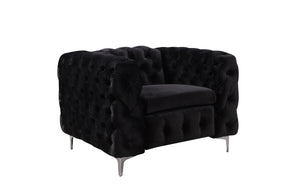 Jacques Black Velvet Single Seater Sofa Armchair with Metal Legs