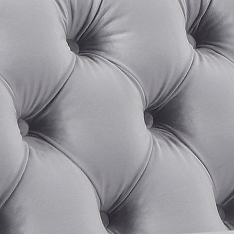 Jacques Velvet Button Tufted Single Seater Grey Sofa Armchair with Metal Legs