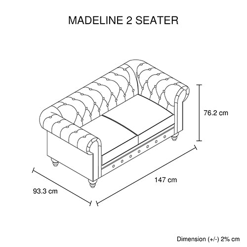Jacques 2 Seater Grey Velvet Sofa