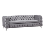 Elegant Grey Velvet 3-Seater Sofa