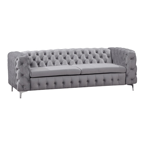 Elegant Grey Velvet 3-Seater Sofa