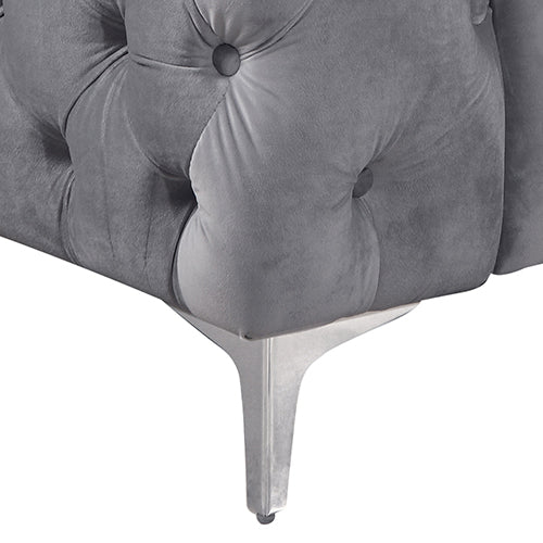 Elegant Grey Velvet 3-Seater Sofa