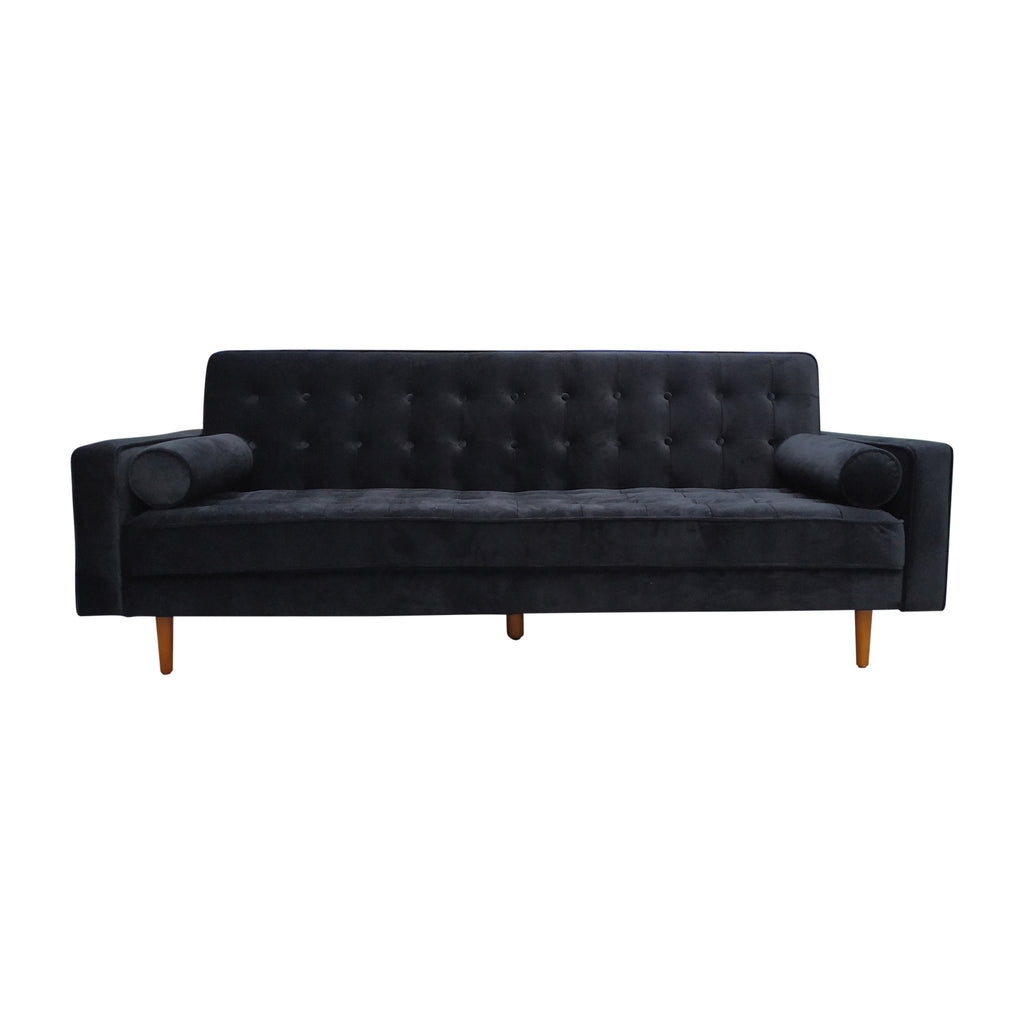 Marcella Velvet Black 3-Seater Sofa Bed