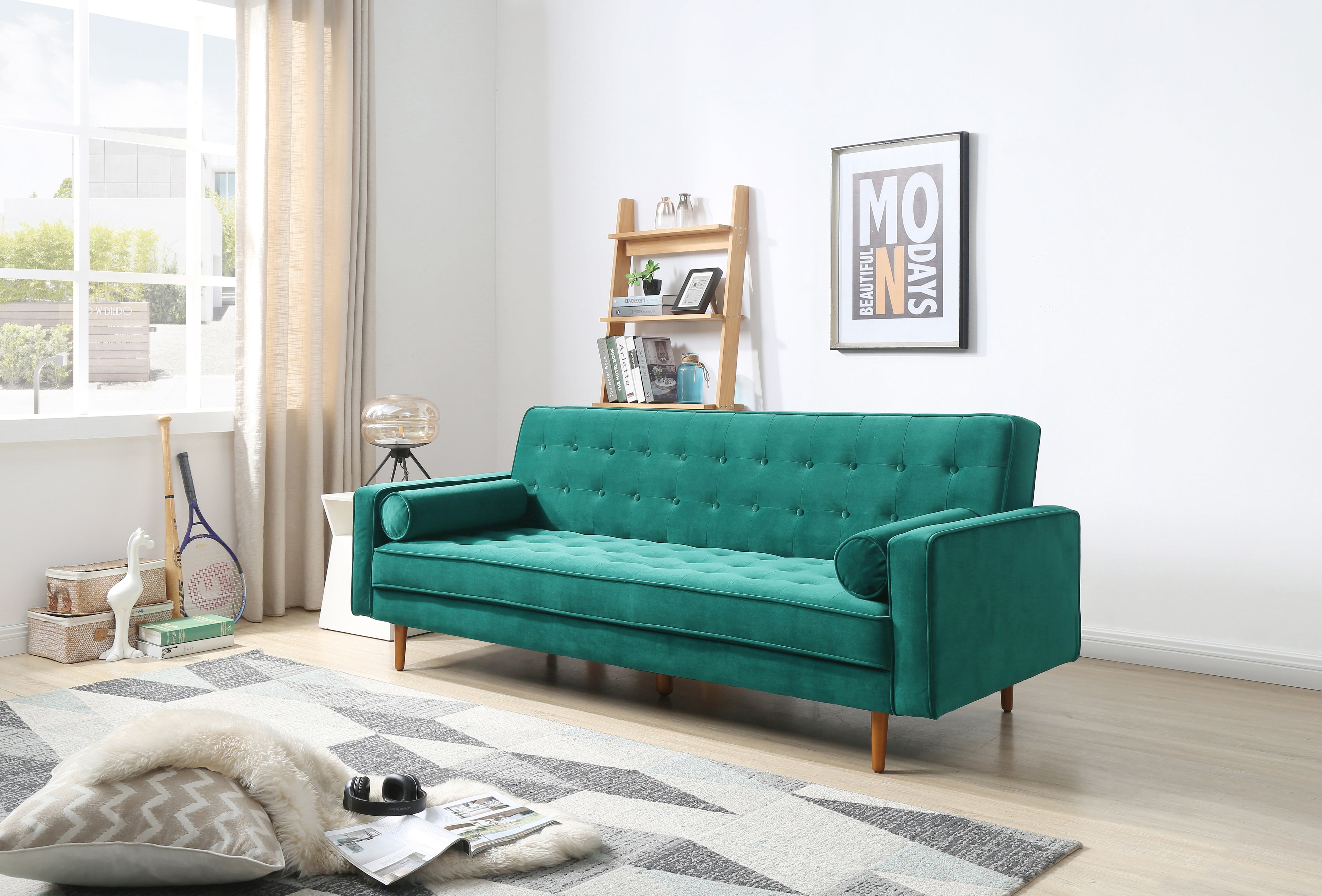 Marcella 3 Seater Velvet Green Sofa Bed