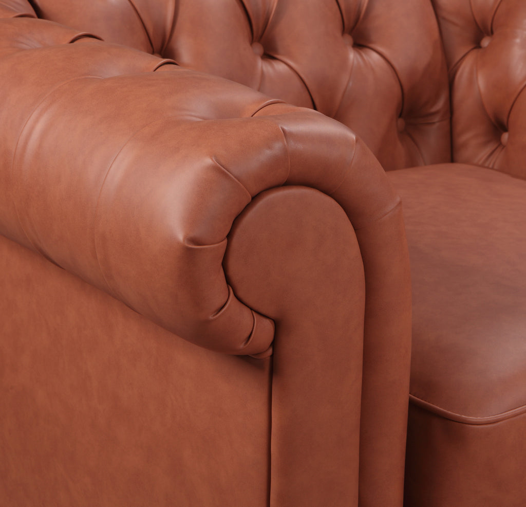 Elegant Brown Faux Leather 3 Seater Sofa