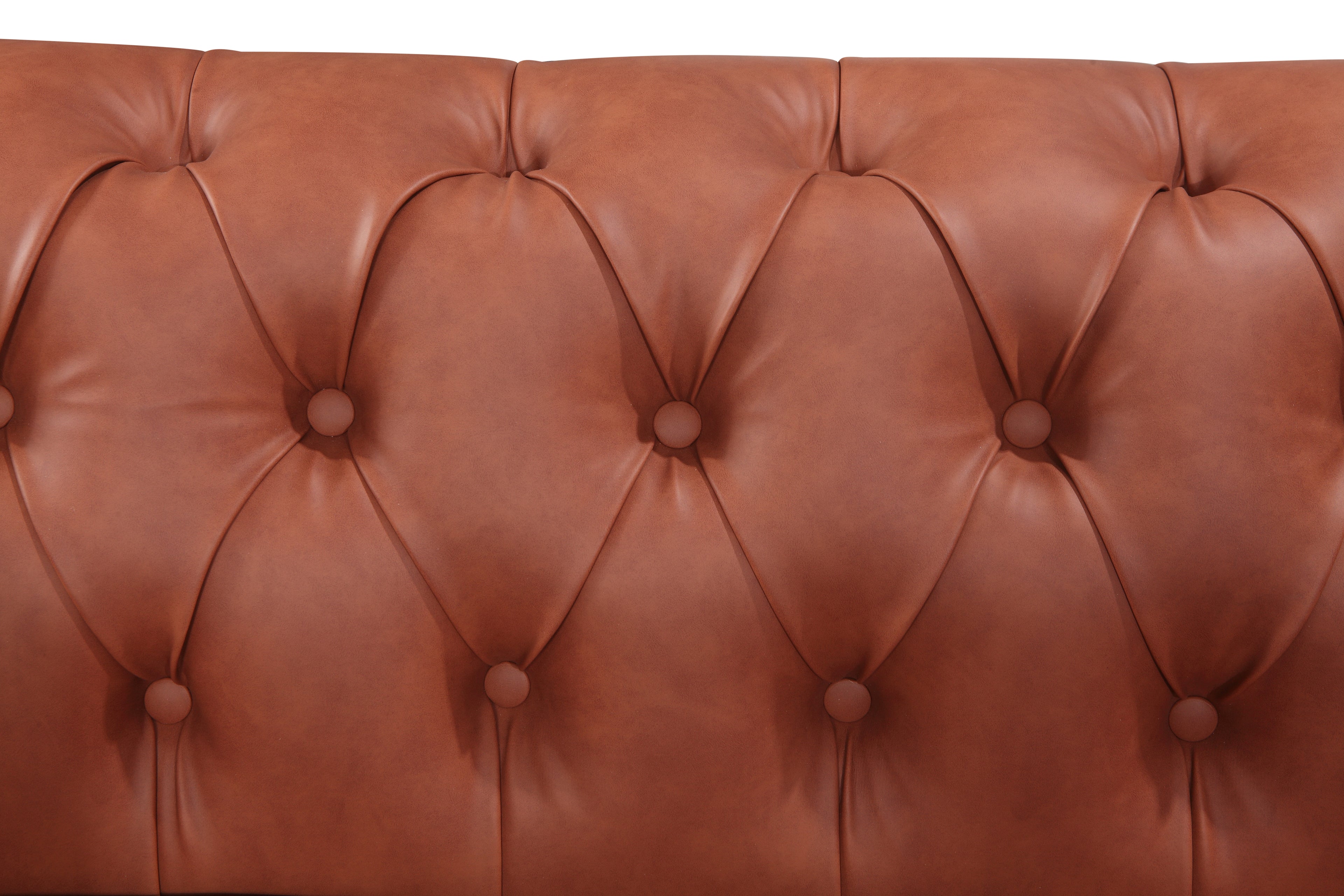 Elegant Brown Faux Leather 3 Seater Sofa