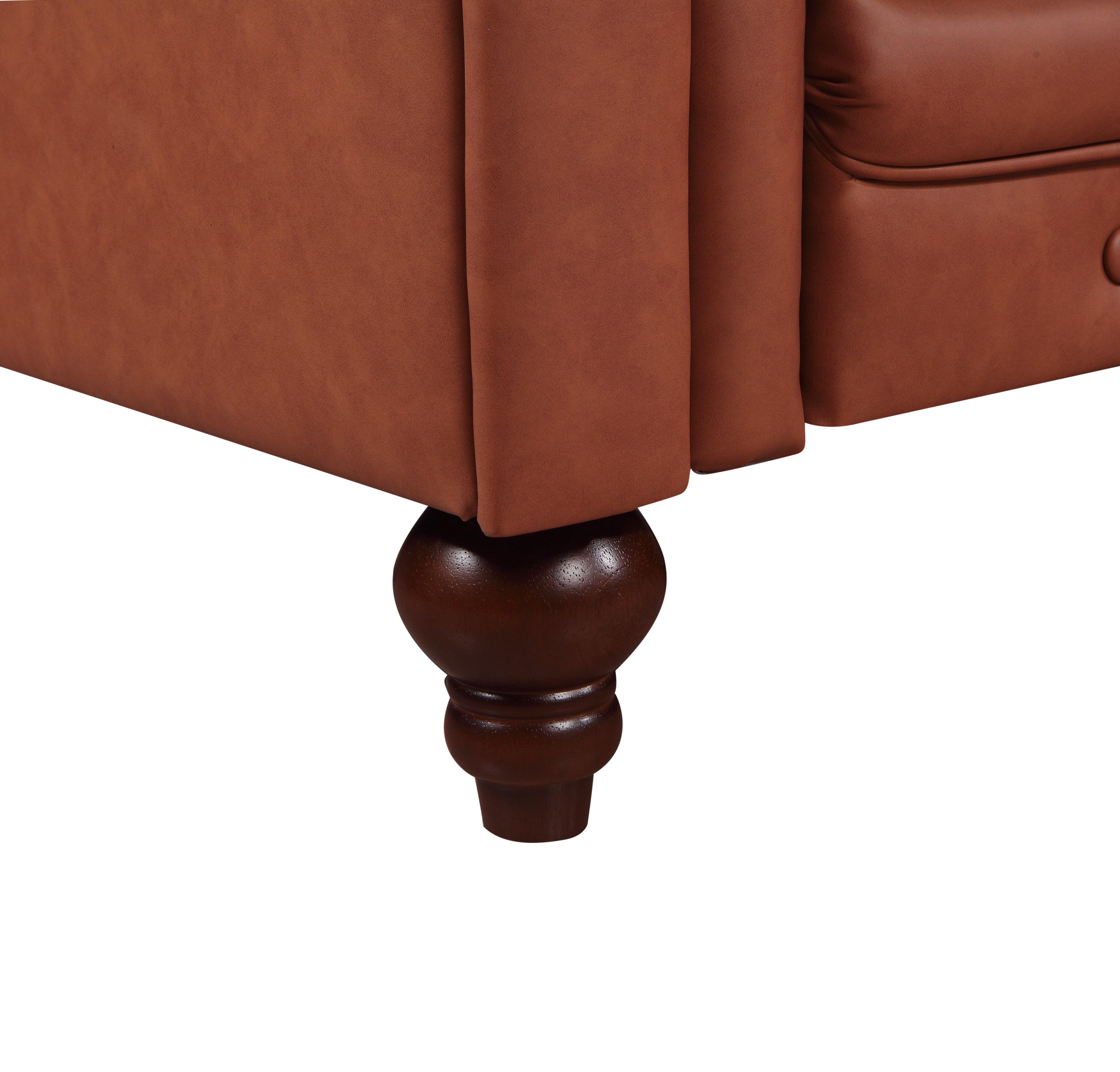 Elegant Brown Faux Leather 3 Seater Sofa