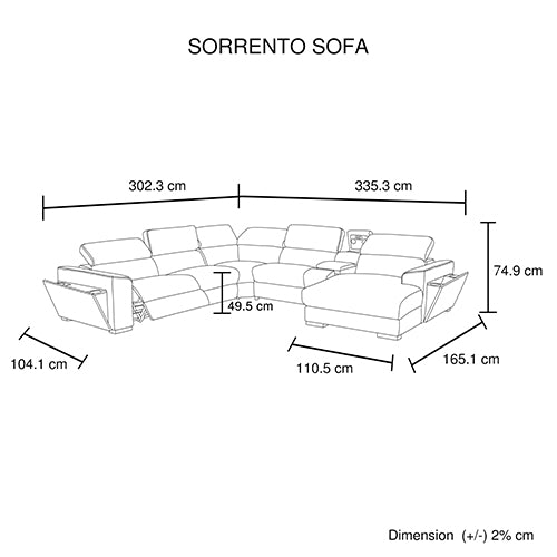 Grey Corner Sofa Chaise Electric Recliner