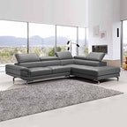 5 Seater Grey Leatherette Corner Sofa