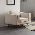Modern Single Seater Armchair with Wooden Frame and Dual Layer Upholstery