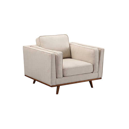 Modern Single Seater Armchair with Wooden Frame and Dual Layer Upholstery