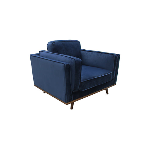 Modern Single Seater Armchair with Wooden Frame and Dual Layer Upholstery